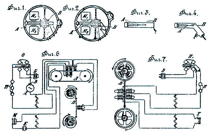 Схематическое изображение первой системы магнитной записи изображения и звука Б. А. Рчеулова 