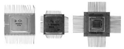 Рисунок 1. Микросхемы (слева направо) 1806ВМ2, 1836ВМ2 и 1537ХМ2. Коференция Sorucom-2017. Материалы Виртуального Компьютерного Музея
