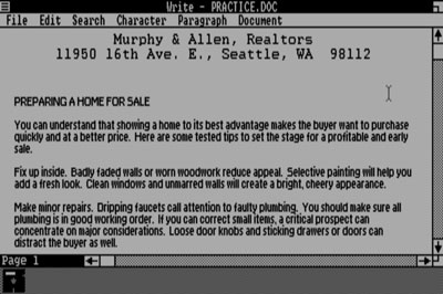 Одна
из первых версий Windows
(1.01) на IBM PC
с CGA