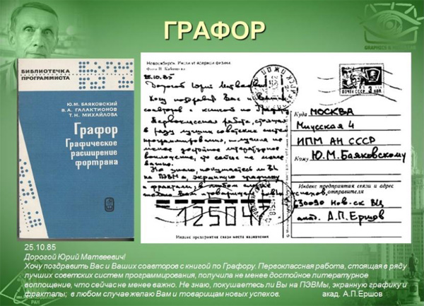 Рис. 17. Письмо академика А. П. Ершова Ю. М. Баяковскому. Материалы конференции SoRuCom-2020.