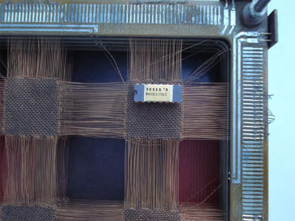 Fig. 4.: 1kb x 18 ferrite core RAM from RPP16 prototype with 16kb MOS RAM made in TESLA Piešťany. SoRuCom-2020