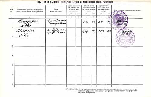 Выплаты к авторскому свидетельству устройства для управления накопителем на магнитной ленте с зонной записью информации