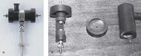Рис. 9. Общий вид (а) и устройство (б) кристаллического детектора А. С. Попова. 1900 г.