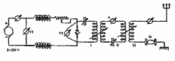 Принципиальная схема электродугового передатчика в экспериментах П.А. Острякова