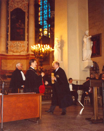 Ceremony at the Vilnius University; Lyubimsky receives Diploma of Honour.