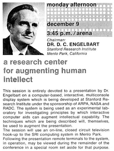 Афиша выступления Энгельбарта 9 декабря 1968 года Doug Engelbart Institute