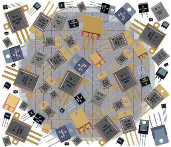 Рис. 43. Приборы силовой электроники
на фоне кремниевой пластины диаметром 150 мм

. Материалы Виртуального Компьютерного Музея