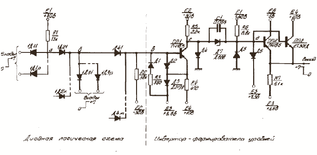 Принципиальная электрическая схема логической цепочки элементов ЭВМ М4-2М
